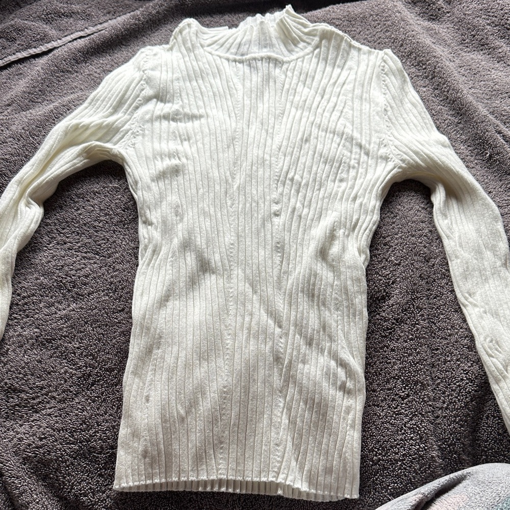 Forever 21 Ivory Ribbed Knit Top